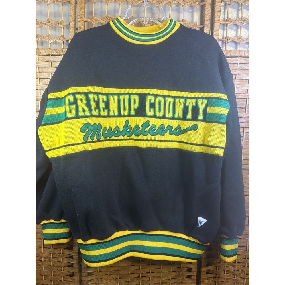VTG Varsity Brand Crewneck Sweatshirt Knit Front Greenup County Musketeers KY LG